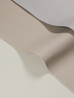 細かい丸穴を空けることによりクールでスポーティな印象の合成皮革